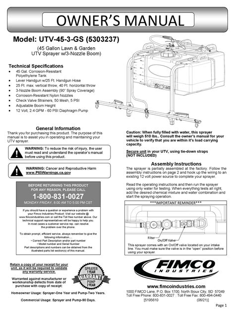 FIMCO 5303237 OWNER'S MANUAL Pdf Download | ManualsLib