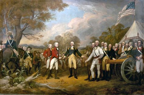 General Horatio Gates stand in the center as British General Burgoyne ...