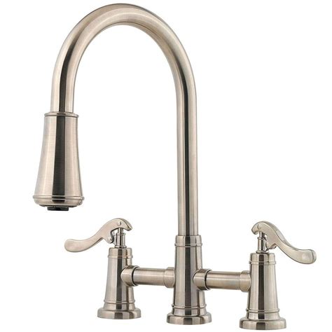 Pfister Ashfield 2-Handle Pull-Down Sprayer Kitchen Faucet in Brushed Nickel-LG531-YPK - The ...