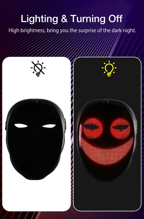 Smart bluetooth led diy mask intelligent face-changing app control full ...