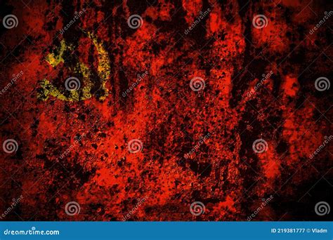 Chinese Communist Party Flag on Grunge Metal Background Texture with Scratches and Cracks Stock ...