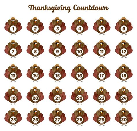 Thanksgiving Countdown Calendar - 10 Free PDF Printables | Printablee | Thanksgiving countdown ...