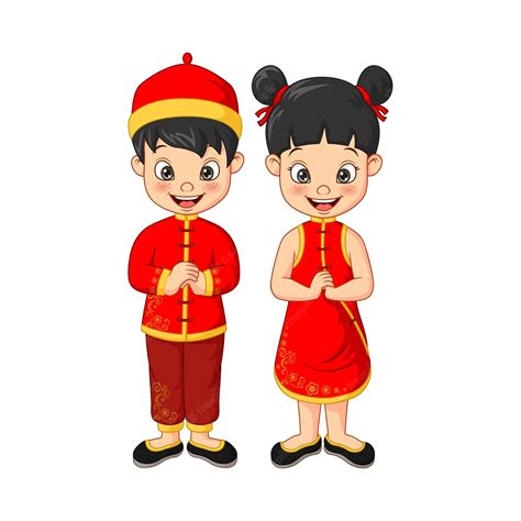 Premium Vector | Cartoon chinese kids isolated on white