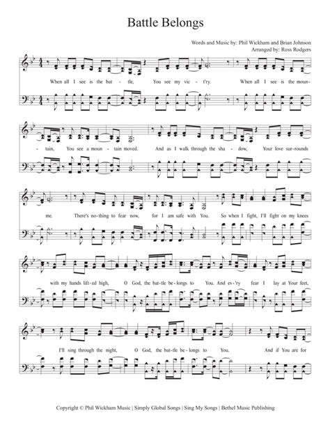 Battle Belongs (arr. Ross Rodgers) by Phil Wickham Sheet Music for SATB ...