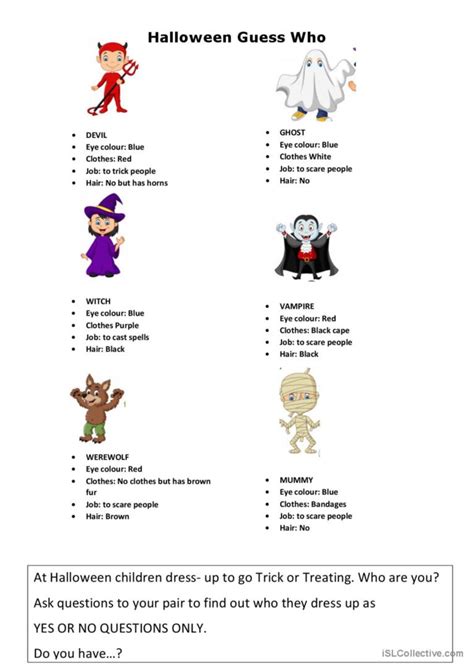 Halloween Guess Who: English ESL worksheets pdf & doc