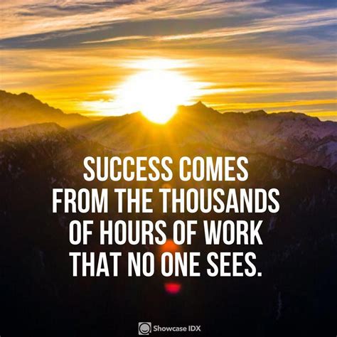 Success comes from the thousands of hours of work that no one sees. # ...