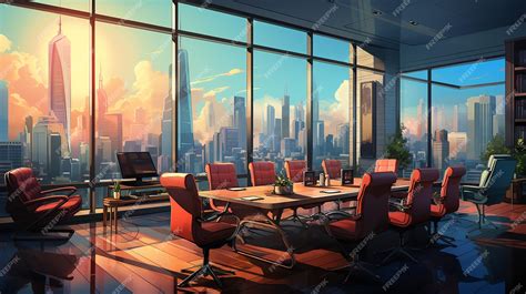 Premium Photo | Business Meeting Or Conference Room Interior Cartoon Illustration With ...