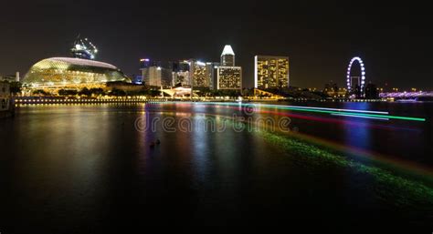 Esplanade Theatres on the Bay and Side Buildings at Night Editorial ...