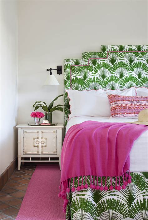 Bold Green and Pink Living and Bedroom - Interiors By Color