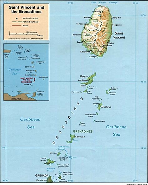 St. Vincent dan Grenadines - Peta geografis St. Vincent dan Grenadines