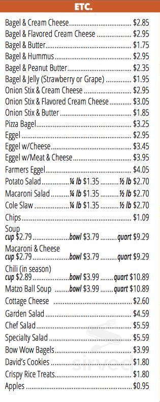 Barry's Bagels menu in Avon, Ohio, USA