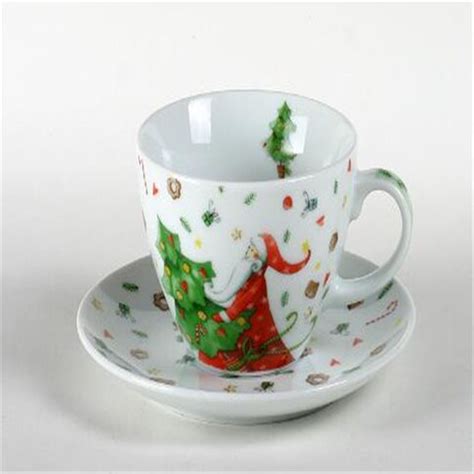 China Santa Claus Ceramic Mug Coffee Cup Saucer Set Cartoon Cute Mug ...