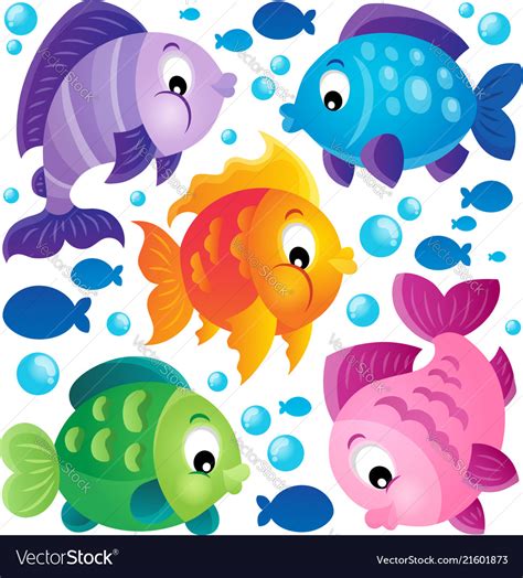 Fish theme collection 2 Royalty Free Vector Image