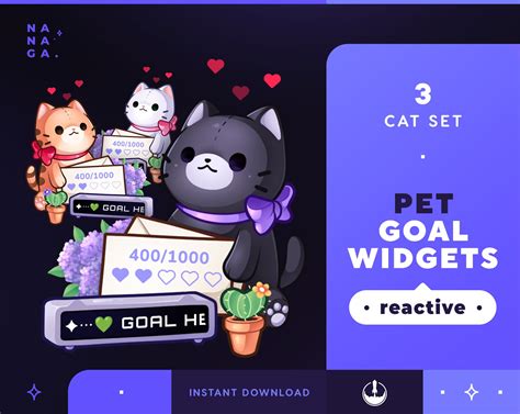 Cat Pet Goals Stream Widgets Cute Animal Twitch / Youtube - Etsy