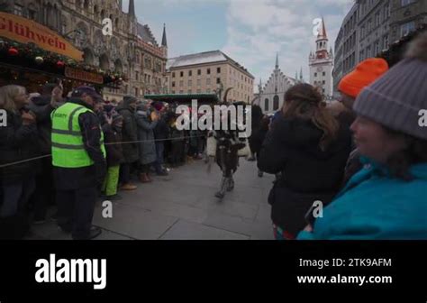 December 11, 2022. Munich. Germany. Marienplatz. Krampuslauf uber den Munchner Christkindlmarkt ...