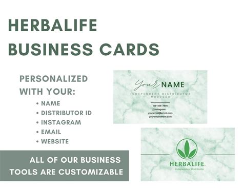 HERBALIFE Business Cards Printed style: Green Marble for Independent Distributors - Etsy