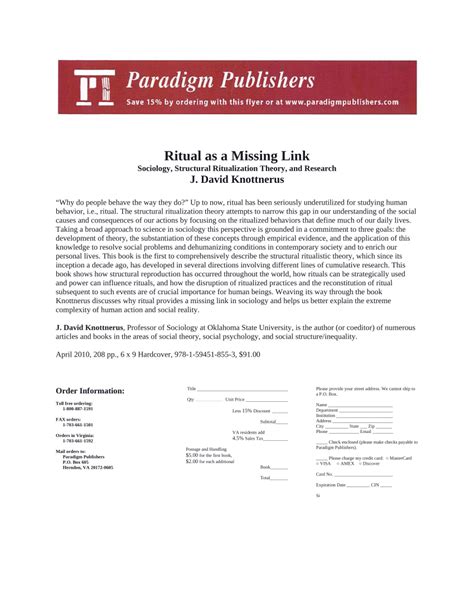 (PDF) Ritual as a Missing Link: Sociology, Structural Ritualization Theory, and Research