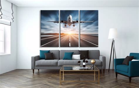 Airplane Wall Art Aviation Canvas Set Pilot Gift Aviation - Etsy