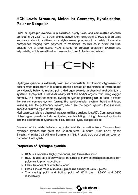 SOLUTION: Hcn lewis structure molecular geometry hybridization polar or ...