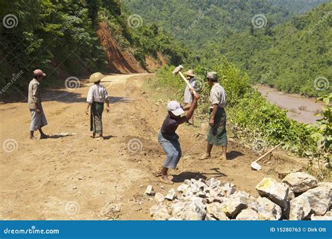 ROAD CONSTRUCTION in BURMA ( MYANMAR ). Editorial Stock Photo - Image ...