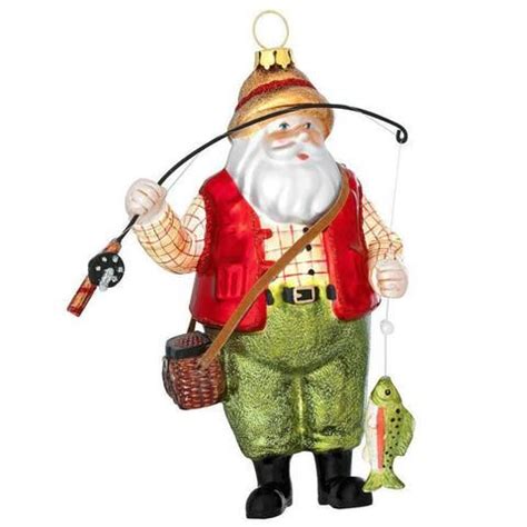 Fishing Santa Glass Ornament | Fishing christmas ornaments, Fishing ...