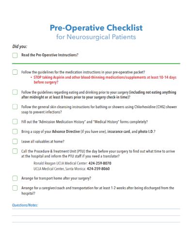 FREE 10+ Preoperative Checklist Samples [ Surgical, Management, Nursing ]