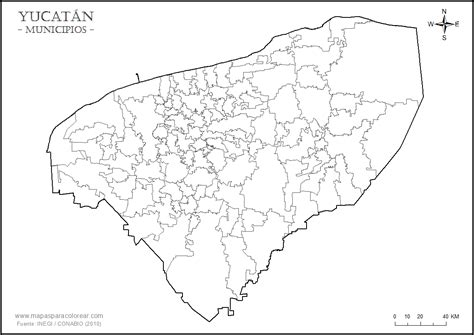 Mapas de Yucatán para colorear