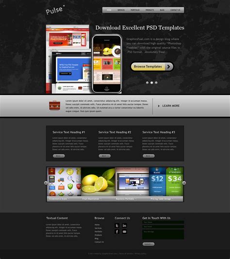 Website PSD Template in 3 colors - GraphicsFuel