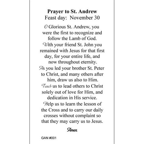 St. Andrew Prayer Card – Inspired Prayer Cards