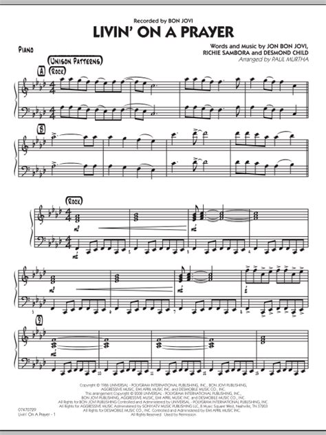 Livin' On A Prayer - Piano by Paul Murtha Sheet Music for Jazz Ensemble ...