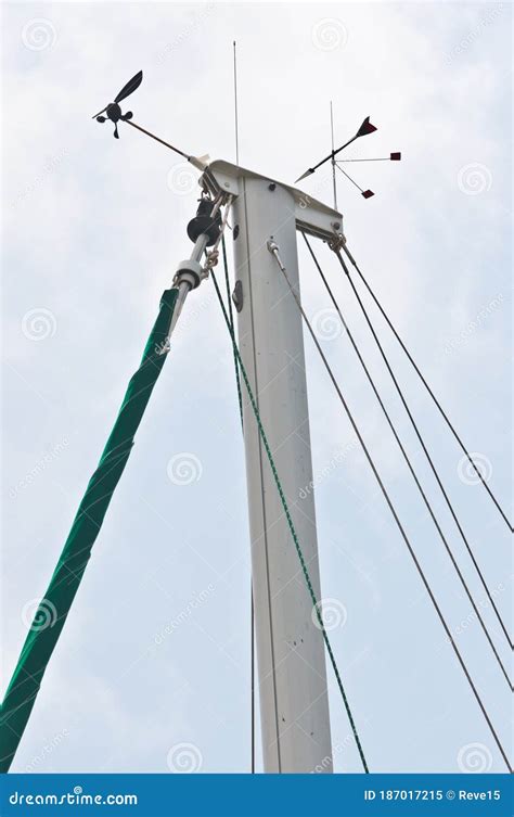 Sailing Boat Mast Top with Wind Measuring Equipment Stock Image - Image ...