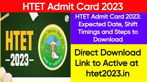 HTET Admit Card 2023:Direct Download Link to Active at htet2023.in