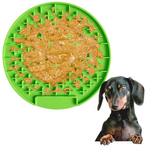 Kalevel Pet Lick Mat Slow Feeder Dog Bath Pad 7.9 Inch Cat Distraction Anxiety Peanut Butter ...