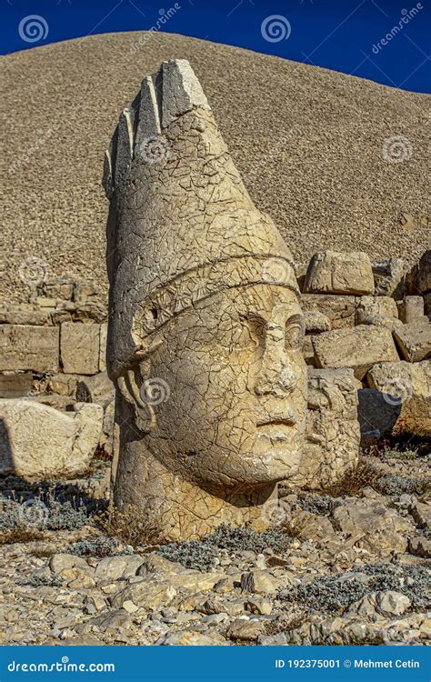 Antique Statues on Nemrut Mountain, Turkey. the UNESCO World Heritage Site at Mount Nemrut Where ...