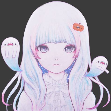 Ghost Girl☆Pumpkin Acrylic on canvas 227mm x... - Kaoru Hasegawa Paintworks | Halloween drawings ...