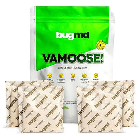 BugMD Vamoose Rodent Repellent Pouches (4-Pack), Rat Repellent Mice Repellent Mouse Deterrent ...