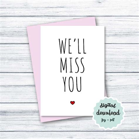 We Will Miss You Cards For Coworker Printable Free