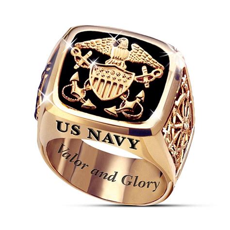 U.S. Navy Diamond Embrace Ring With Sculpted Navy Emblem | Masonic | Rings for men, Navy rings ...