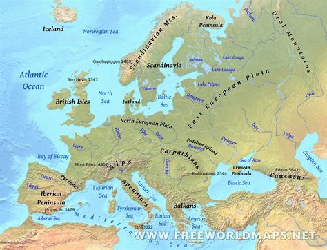 Europe Physical Map Labeled | secretmuseum