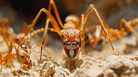 Adult Longhorn Crazy Ants Attacking A Pyramid Ant Queen Background ...