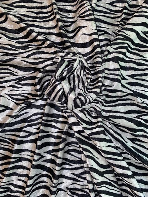 Zebra Print Cute Velour Fabric By The Yard Zebra Stripe Print | Etsy