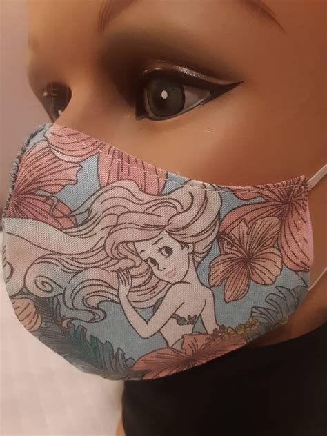 Disney Ariel Face Mask 3 Layers With Sewn in Filter Cotton | Etsy