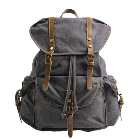 Vintage Large Laptop Canvas Backpack 28L - Front Pocket, High Capacity, With Laptop Compartment ...