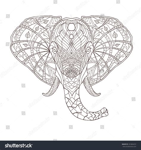 Elephant Black White Hand Drawn Doodle Stock Vector (Royalty Free ...