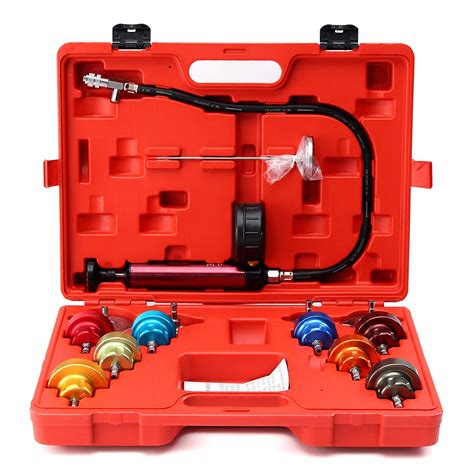 Buy 14pcs Aluminum Radiator Pressure Tester Tool Kit, Vacuum Pressure Cooling System Coolant ...