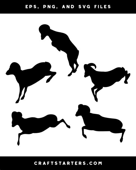 Jumping Ram Silhouette Clip Art