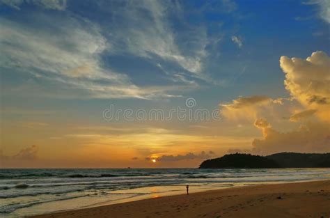 Sunset on Bangtao Beach. Phuket Island, Thailand. Stock Image - Image of surf, vacation: 111067017