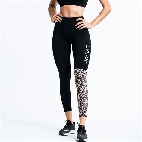 Leopard print gym leggings - Huallen Sportswear Manufacturer