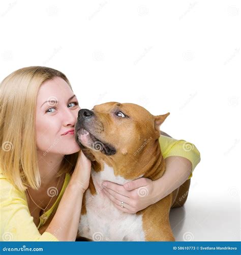 Girl hugging dog stock image. Image of buddies, caring - 58610773