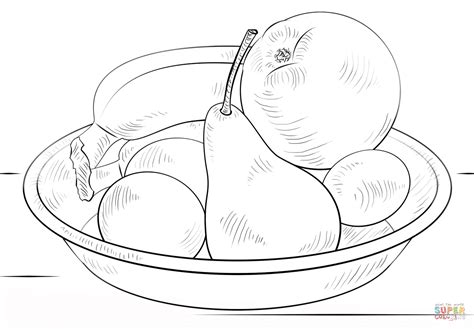 Dibujo de Plato con Fruta para colorear | Dibujos para colorear imprimir gratis